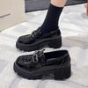 Scarpe con plateau da bambino super fuoco vernice nera da donna nuove primavera e autunno stile britannico scarpe in pelle piccola