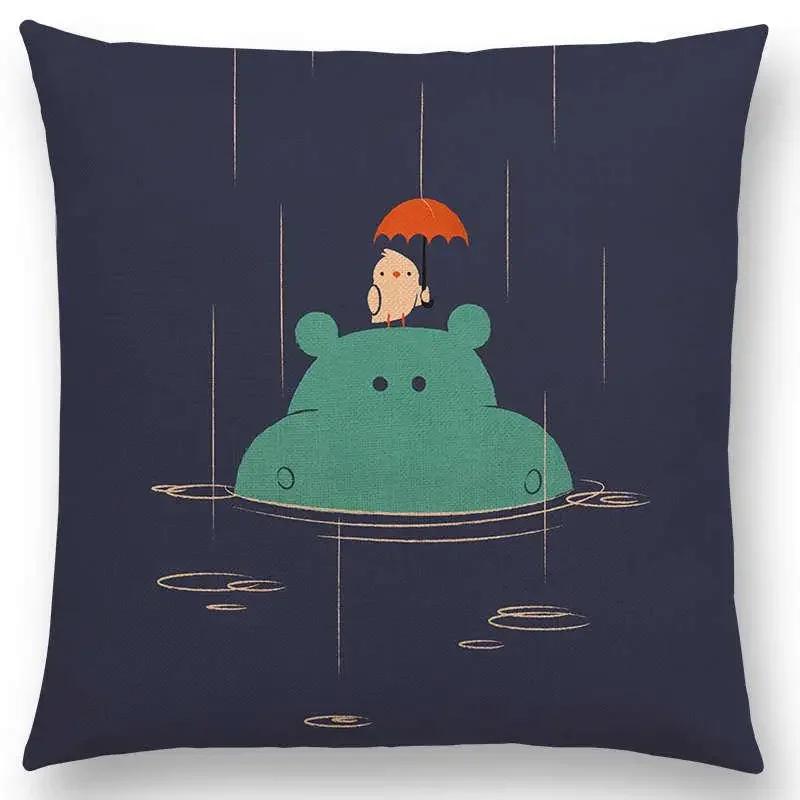 Latest Cartoon Animals Cute Shark Cat Bird Giraffe Penguin Whale Polar Bear Hippo Panda Cushion Cover Car Sofa Throw Pillow Case