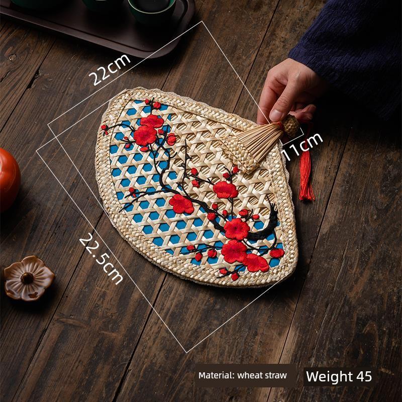 Woven Cattail Fan, Ancient Style Round Fan, Portable Hanfu Chinese Style Woven Fan, High Aesthetic Value, Summer Use