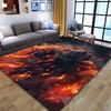 Flannel Printed Fire Wolf Rug Fantasy Animal Design Living Room Carpet Soft Fleece Floor Mat Modern Home Decor Unique Area Rugs
