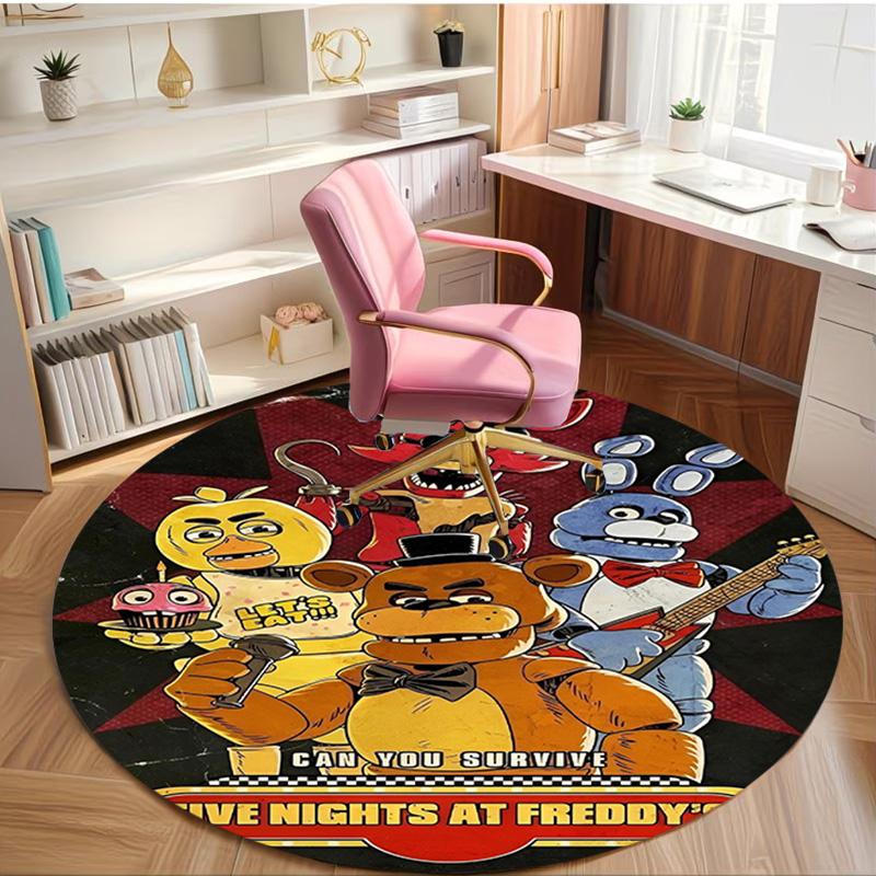 Five Nights at Freddy's Druck Runder Teppich, Waschbarer Bodenläufer, Für Eingangsbereich Wohnheim Waschküche Büro Arbeitszimmer, Heimdekoration Geburtstag Weihnachtsgeschenk