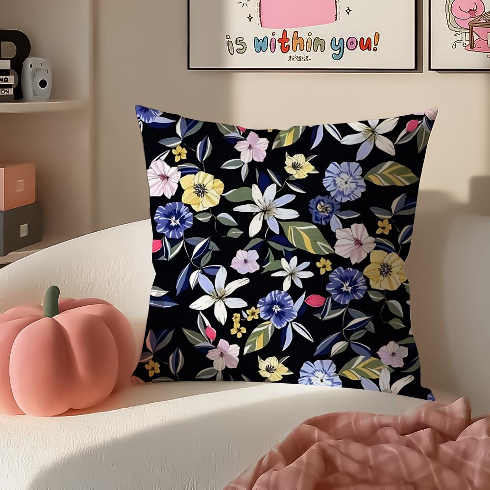 Fashion Beautiful Floral Art Cushion Cover Pillowcase Short Plush Invisible Zipper Room Sofa Cushion Cover