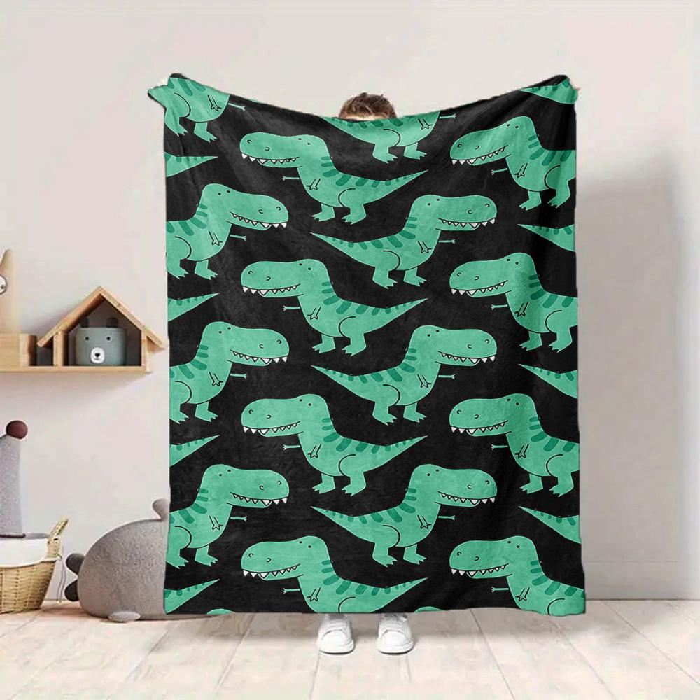 1pc Dino Pattern Print Blanket - Lightweight Flannel Throw Blanket For Sofa, Bed, Living Room, Office, Outdoor Travel, Camping, Soft All-Season086