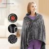 Electric Heating Blanket USB Charging Heated Shawl Zipper Warm Shawl Coral Fleece Plush With 3 Heat Level Settings For Car Home Travel