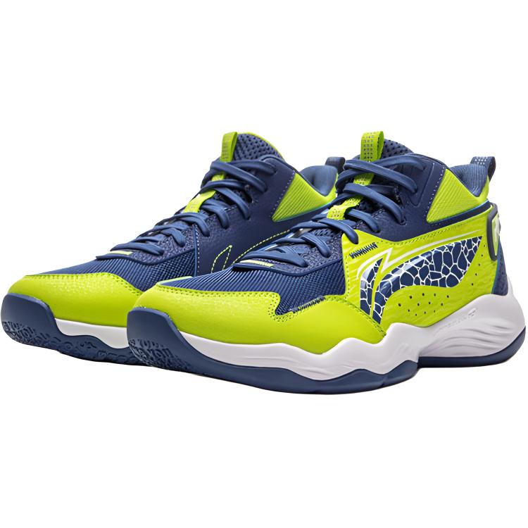 Li Ning Kinder Basketball Bequemer Halt Langlebig Rebound Atmungsaktiv Leicht Stoßdämpfung Mid-Top Basketballschuhe YKBV103-7