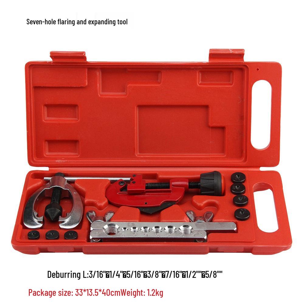Copper Tube Flaring Tool Set (10-Piece) with Cutter & Seven-Hole Flanging Tool CT-2029