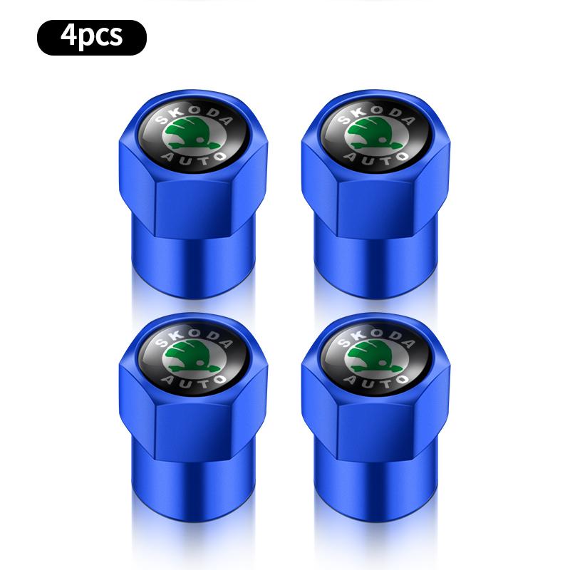 4Pcs Car Goods Dustproof Cap Car Tire Valve Stem Caps Bolt-In For Skoda A7 Fabia Kamiq Karoq Kodiaq Octavia Rapid Scala Superb BD8