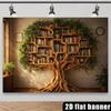 2D Verzauberter Baumförmiger Bücherregal Fotografie Hintergrund