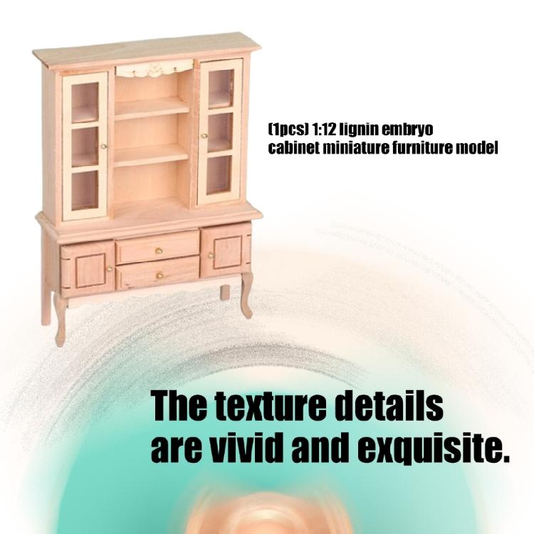 Natural Wood Miniature Cabinet Model 1/12 Scale Unfinished Dollhouses Furniture For DIY Painting Projects