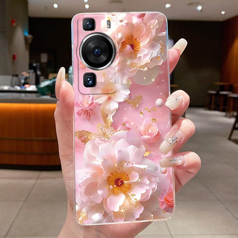 For Huawei P60 Pro 2023 P60pro Case Cover Luxury Fashion Butterfly Flowers Clear Soft TPU Fundas For Huawei P 60 P60 Pro Casing