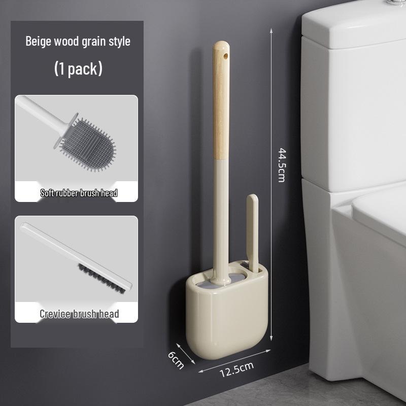 Lux Silikon Wandmontiertes Toilettenbürsten-Set mit Halterung, Langem Griff, Light Luxury Stil