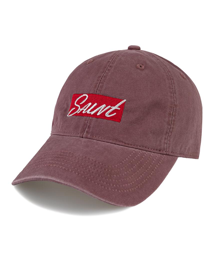 Wig Saint Box Logo Cation Washed Ball Cap - Burgundy