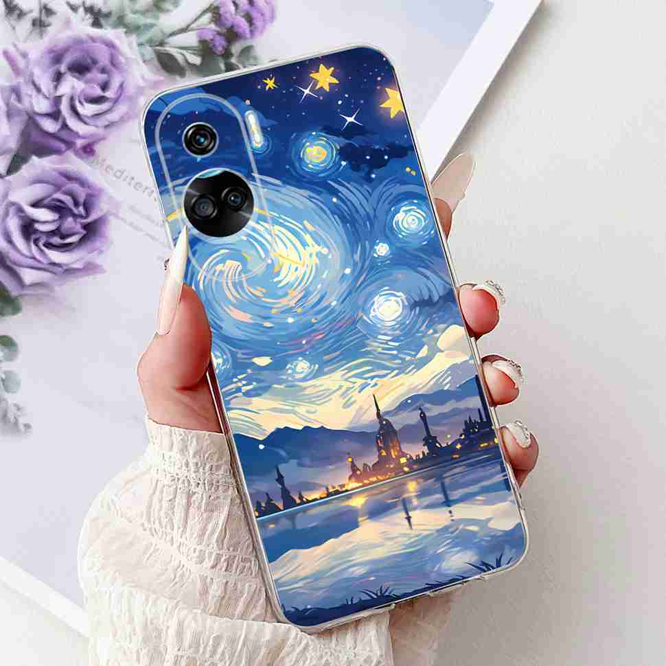 For Huawei Honor 90 Lite Case New Painted Flowers Soft Silicone TPU Cover For Honor 90 Lite CRT-NX1 6.7" Shockproof Phone Cases