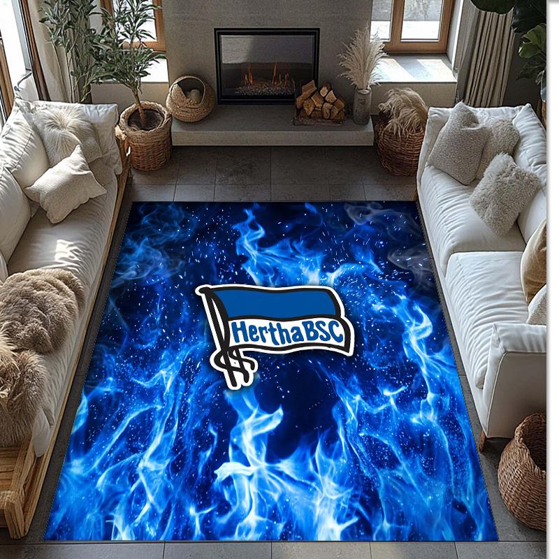 Hertha Bsc FC Soccer Football Pattern Soft Area Rug Non Slip Indoor Floor Carpet Sports Decor Mat for Bedroom