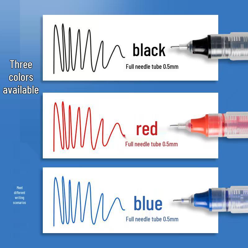 Quick-Drying Large Capacity Gel Ballpoint Pen - Black, 0.5mm, Exam and Office Use