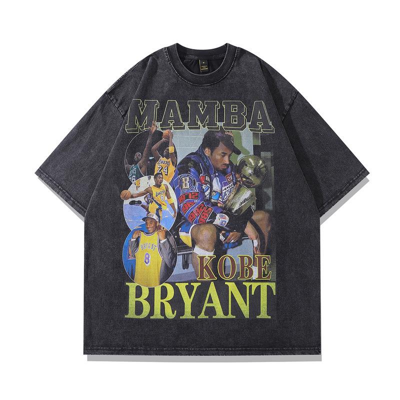 High Street Vintage Figure Hip Hop Rapper Printed Short Sleeve T-Shirt Men'S And Women'S Oversized Street Half Sleeves