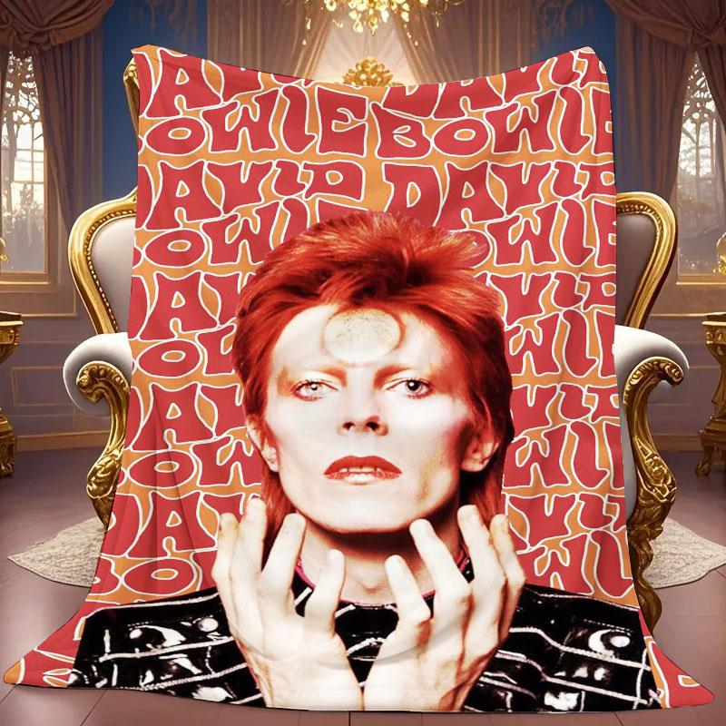 1Pc davidbowie Print Flannel Blanket, High quality Comfortable for All Seasons, Warmth and Comfort, Perfect for Christmas Gifts