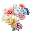 Handmade Ceramic Simulation Flower Realistic Fake Colorful Blossom Decoration Artificial Flower with Stem DIY Vase Decoration