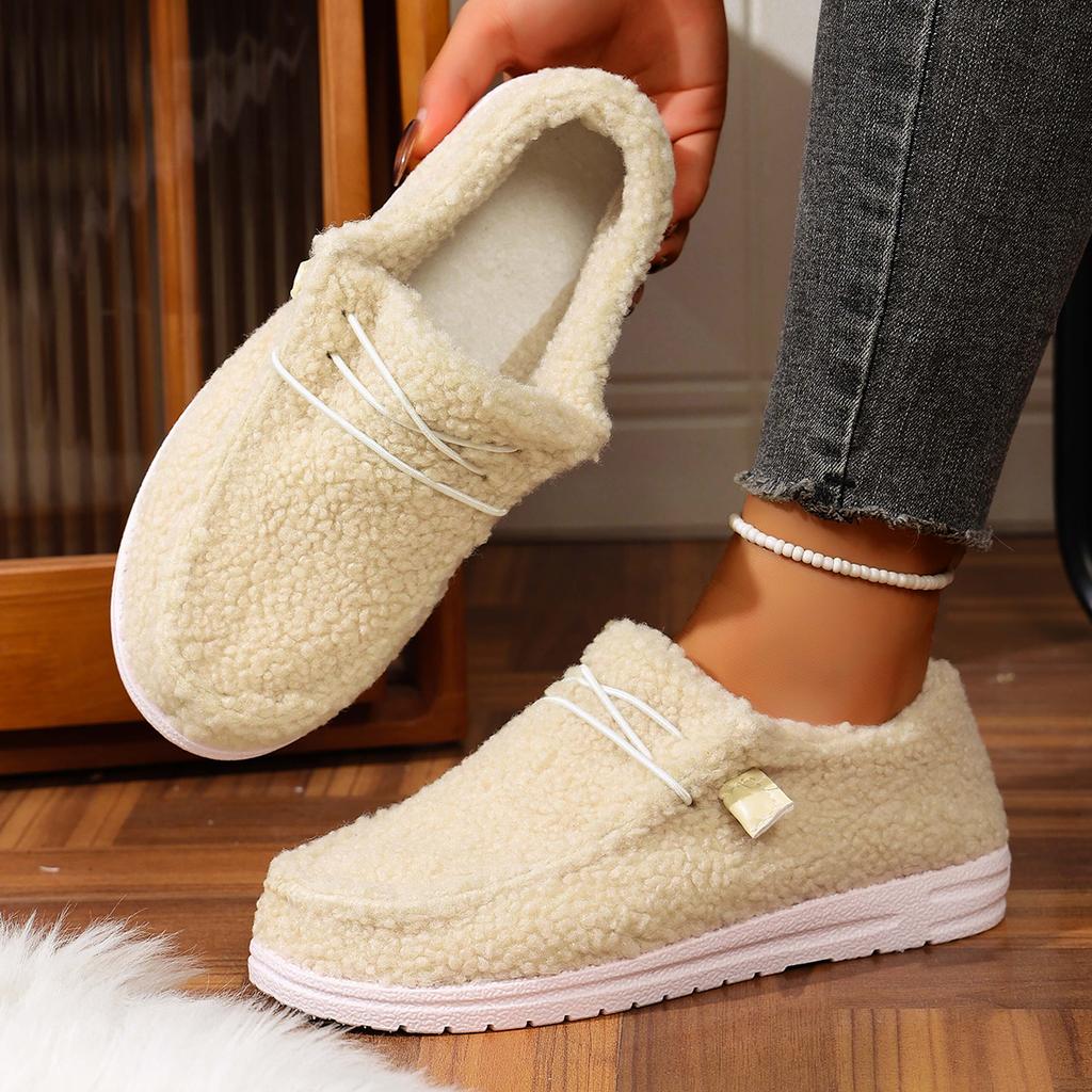 Fashion Women Casual Shoes 2025 Solid Lace-up Loafers Fashion Warm Sneakers Women Comfortable Flat Women Casual Shoes Zapatos De Mujer