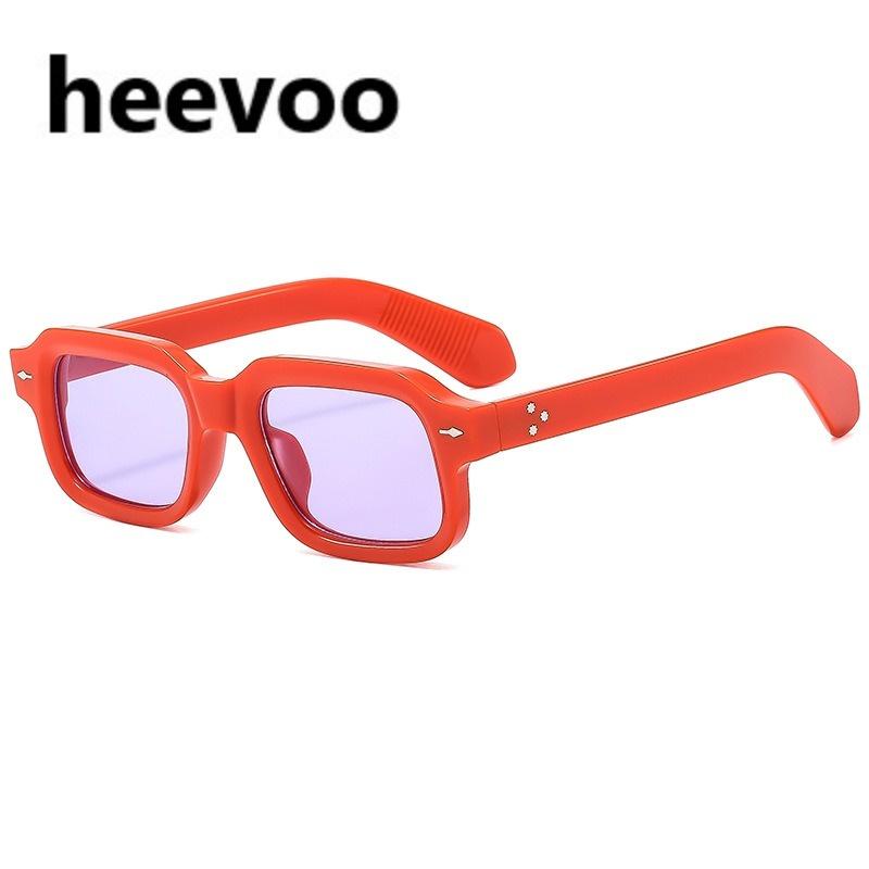 Vintage Vierkante Zonnebril Mannen Vrouwen Retro Klinknagels Rechthoekige Zonneklep UV400 Bescherming Mode Merk Brillen
