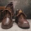 Martin Stiefel Herren Frühling Britisch Amerikanisch Retro Lokomotiv Lederstiefel Herren Freizeit Lederschuhe Erhöhend Wasserdicht Workboots