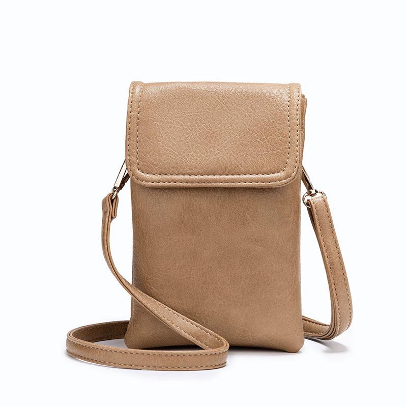 Guangzhou Dames Crossbody Telefoontas van Gestructureerd Leer met Verstelbare Riem