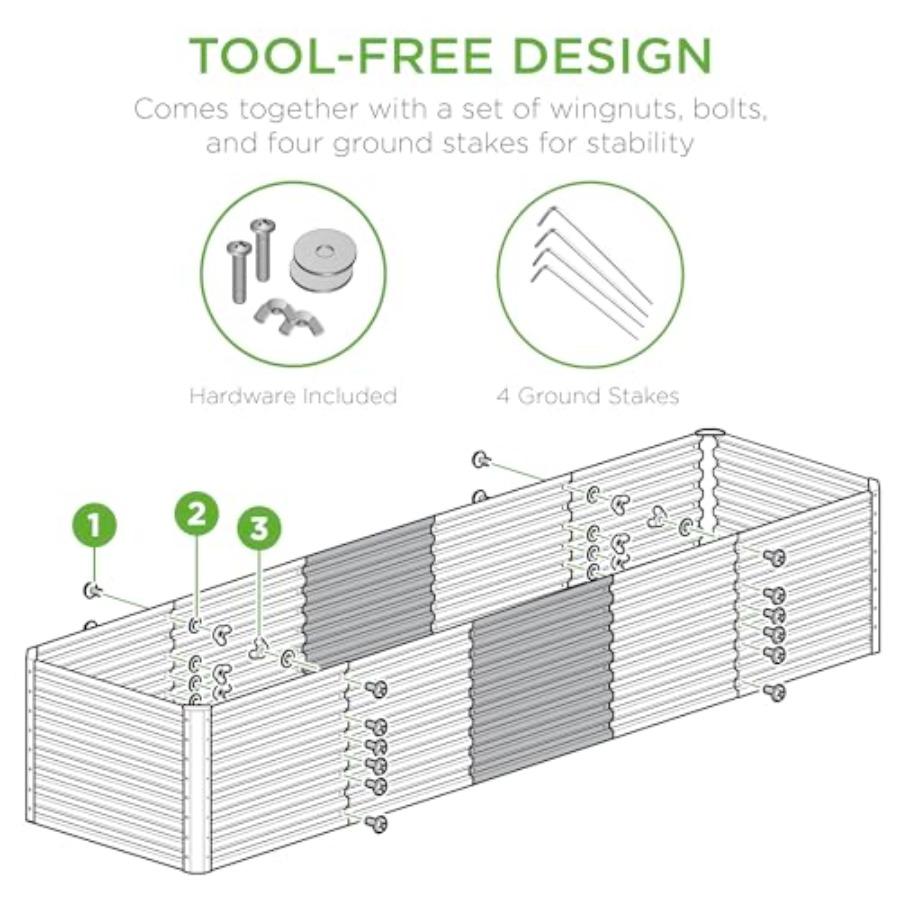 8x2x2ft Outdoor Metal Raised Garden Bed Rectangular Deep Root Planter Box for Vegetables Flowers Herbs and Succulents W/ 239 Ga