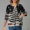 Women's Casual Long-Sleeved Single-Breasted Christmas-Themed Print  Cardigan