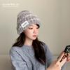 Wool hat women's autumn and winter new striped ear protection hat showing a small face, big head circumference, headgear, warm knitted hat