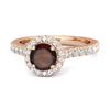 Garnet Round Halo Accents Ring - 925 Sterling Silver Rose Gold Vermeil