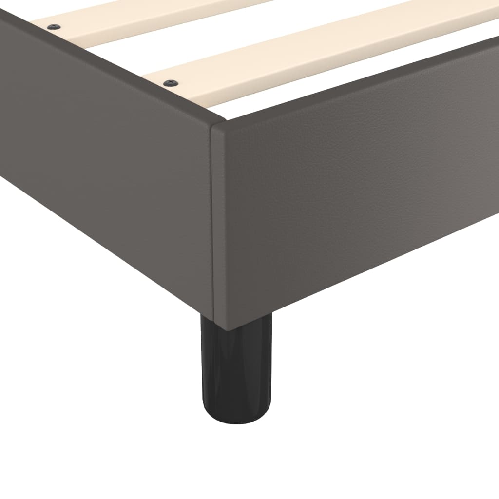 Box Spring Bed Frame Gray 140 X 190 Cm Faux Leather