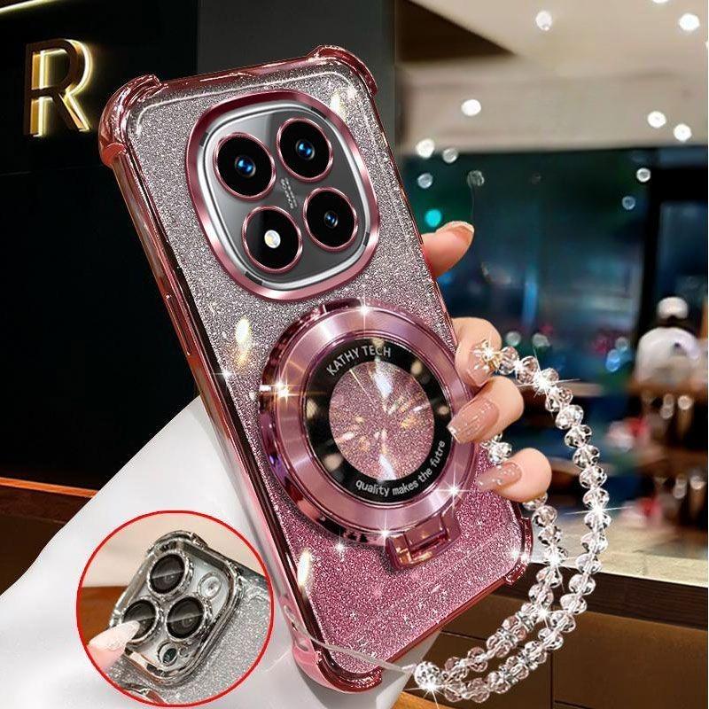 Crystal Bracelet Magnetic Stand Phone Case For Google Pixel 9 9A 9 10 Pro XL 7 7A 8 8A Glitter Shockproof Soft Silicone Cover
