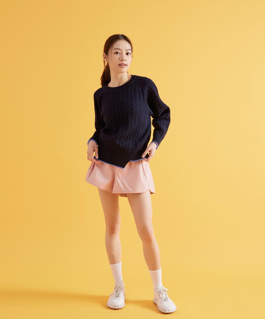 OWURA Unbalanced Cable Wool Knit Navy