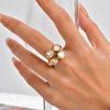 Bague Ouverte en Acier Inoxydable Zirconium Brillant de Luxe, Bague Exquise Chic Plaqué Or pour Femmes, Bijou Tendance Exquis Cadeau