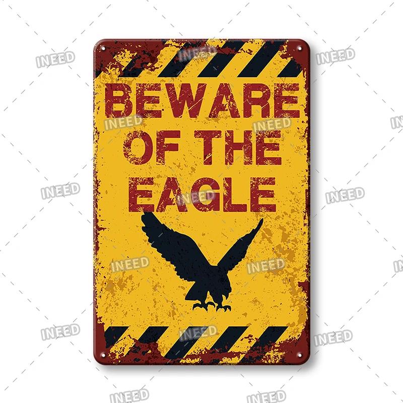 BEWARE OF Dog Cat Chicken Retro Plaque Metal Tin Signs Garden Yard Home Decoration Caution Kraken Plate Animal Warning Sign