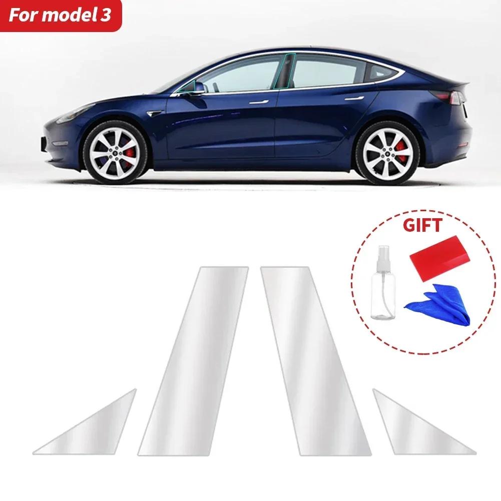 4 szt. Do Tesla Model 3 Folia ochronna samochodowa B-słupek Model Y Odporna na zarysowania Samochodowa TPU Folia na słupek A Akcesoria do modernizacji