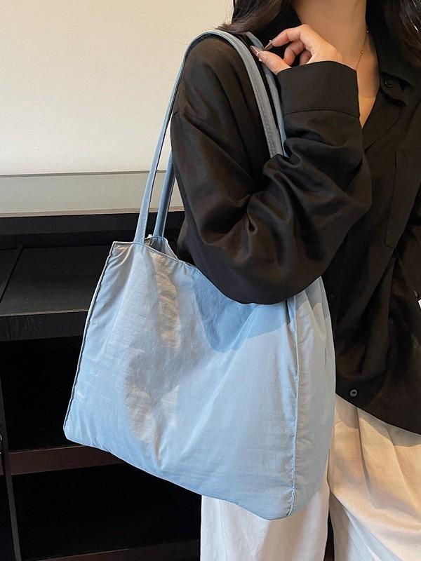Nylon Tote Bag For Daily Use With Zipper Closure And Phone Pocket For Casual Women