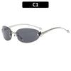 Lunettes de Soleil Étoilées Sans Monture Bord Elliptique Sans Monture Y2K SpicyGirl Même Style que les Ins Lunettes de Soleil Mode Tendance Femme