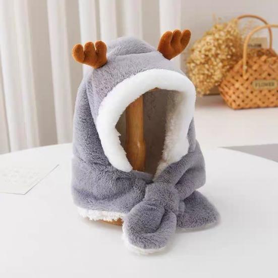 Yousheng Baby Muts Winter Warm Verdikt Pluche Gewei Design Winddicht Temperatuurvasthoudend Zacht Baby Buitenmuts met Sjaal Design