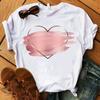 Süße Herzschlag Liebe T-Shirts für Frauen Sommer T-Shirt Femme Casual Kurzarm Rundhals Tops T-Shirts
