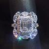 Huitan Gorgeous Crystal Cubic Zirconia Rings for Women Exquisite Female Accessories Wedding Party New Trendy Jewelry Fancy Gift