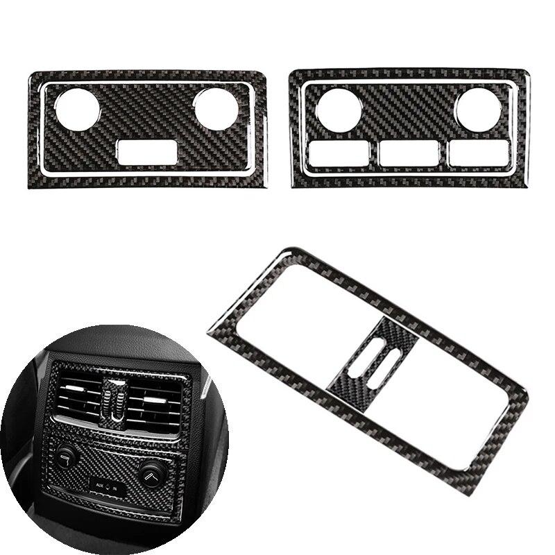 Real Carbon Fiber Car Rear Air Conditioner Outlet Cigarette Light Panel Frame Cover Trim For BMW 5 Series E60 E61 2004-2010