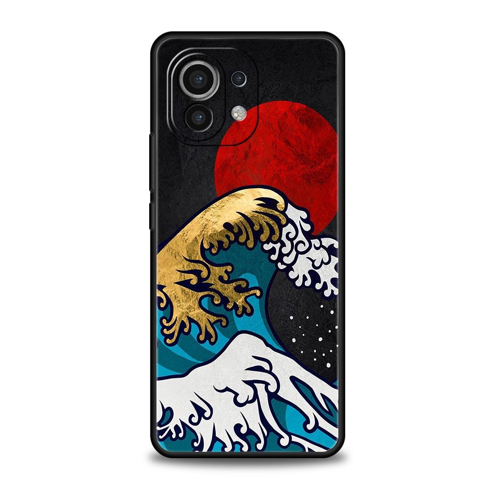 Golden Great Wave Kanagawa Surf Case For Xiaomi Poco X4 X3 NFC F3 F4 M3 M4 Mi Note 12T 10 12 11 Ultra 11T Pro 10T Lite 9T Cover