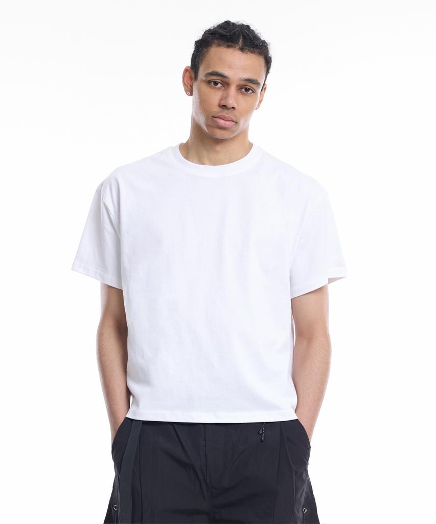 CREAM SODA LAB Men'S Standard Fit Cropped Short Sleeve Tee White