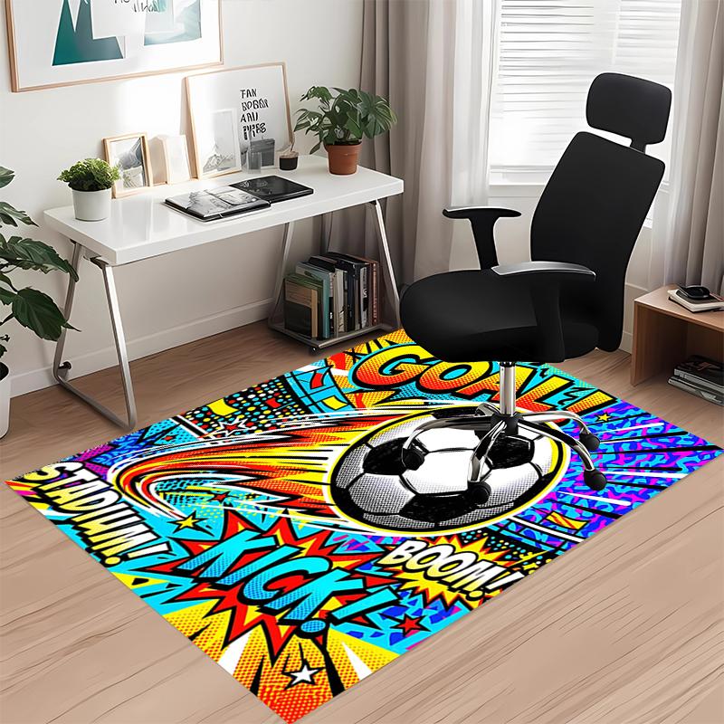 Fußball bedruckter Teppich, für Bürostuhl Wohnzimmer Schlafzimmer Küchenraum Dekoration Geschenke.