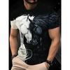 Tricou imprimat 3D pentru bărbați Model animal Imprimare Mânecă scurtă Gât rotund Pulover top casual