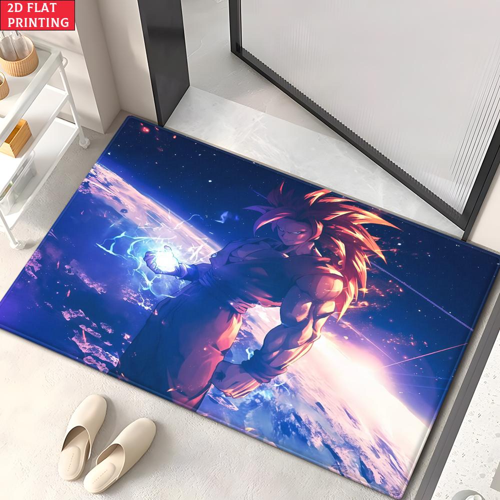 Anime Super Saiyan & Villains Group Doormat, 2D Print Floor Mat, Entrance Rug for Bathroom Living Room Kitchen Home Decor Gift