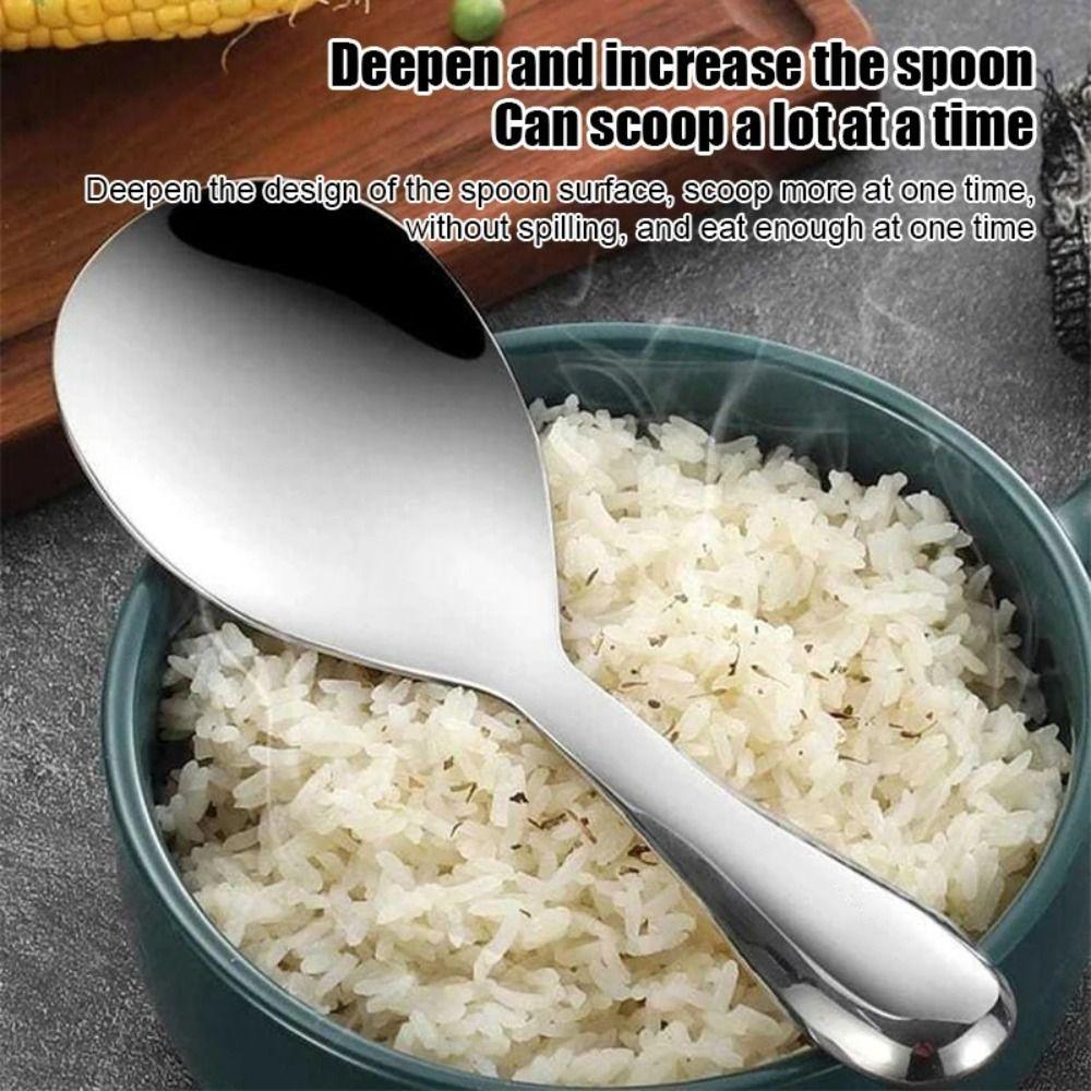 Stainless Steel Rice Spoon Household Rice Shovel Thickened Non-stick Rice Spoon Canteen Serving Spoon