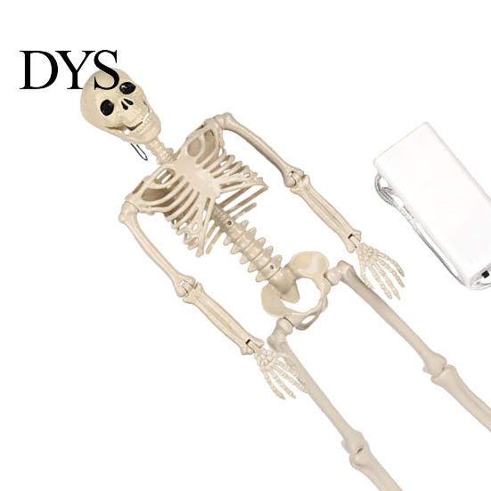 Secret Room Escape Props 36 Inches LED Light Up Halloween Skeleton, 3FT Life Size Full Body Scary Haunted House Decor Posable Plastic Human Bones with