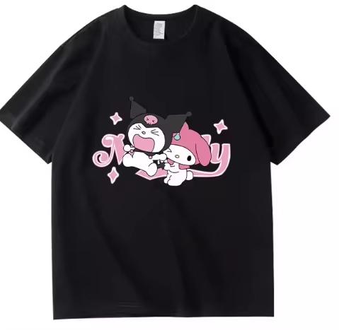 2026 Nouvelle Mode T-shirt à Manches Courtes et Col Rond Printemps Été Kuromi T-shirt Femme Unisexe Haut Tendance
